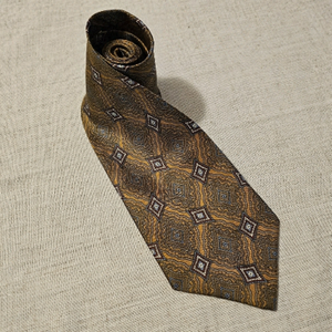 Oscar de la Renta Vintage Silk Diamond Pattern Mens Tie